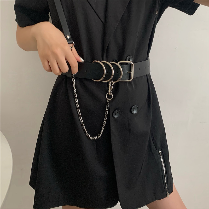 嘻哈机能ins街头潮人链条腰带