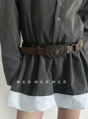 柳吴伟欧美复古皮带女款牛仔裤百搭腰带女装饰配裙子西装外套腰封