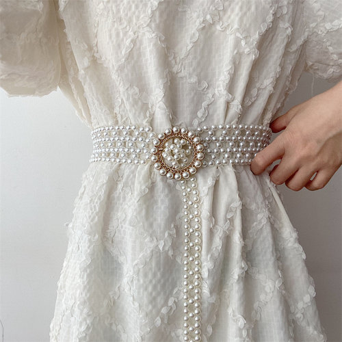法式珍珠腰带百搭腰封