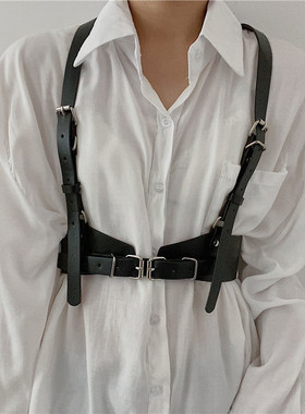 机能朋克风背带式腰带女欧美街头配连衣裙子JK衬衫吊带腰封装饰潮