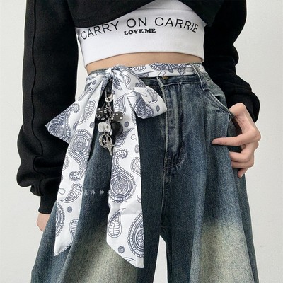 腰果花丝巾腰带裤链配饰