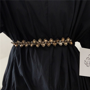 欧美水钻腰带女装饰配连衣裙子皮草腰封显瘦收腰弹力松紧皮带束腰