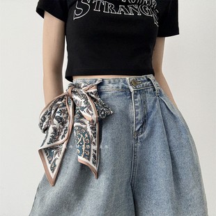 柳吴伟腰果花丝巾腰带女配牛仔裤收腰神器百搭高级感皮带2025新款