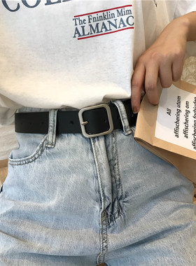 黑色裤腰带女士复古腰带女皮带ins风男装饰针扣男士裤带潮年轻人