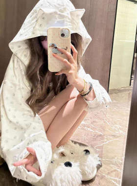 美式猫爪连帽薄款防晒外套女春夏2025新款设计感chic宽松慵懒上衣