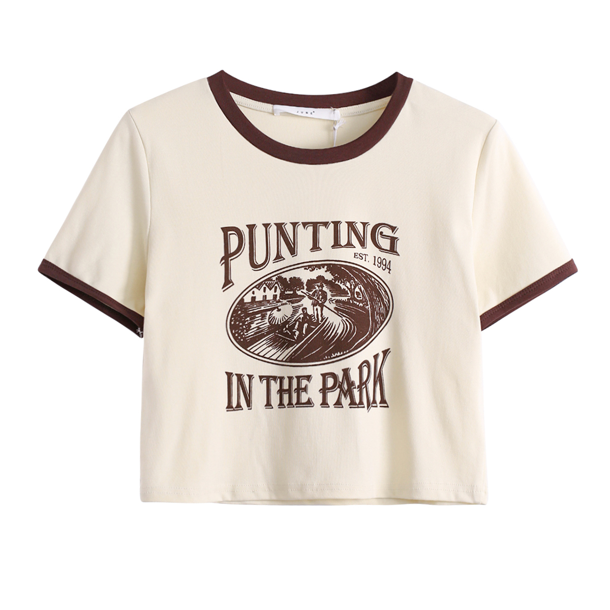 夏装新款复古印花短袖设计感小众