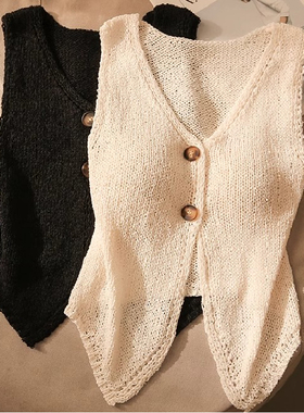 法式独特绝美红色氛围感显白软糯针织衫小香风无袖背心马甲上衣潮