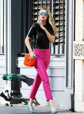 Ms sheep 新款明星同款修身简约短袖T恤进口弹力真皮黑色连体衣