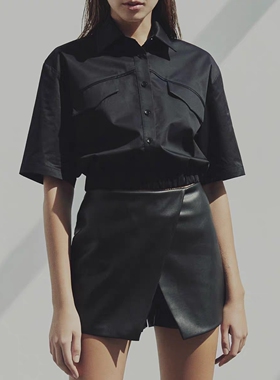 新款 博主同款 真皮小羊皮精致简约百搭不挑人女士裙型高腰短裤