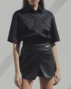 新款 博主同款 真皮小羊皮精致简约百搭不挑人女士裙型高腰短裤