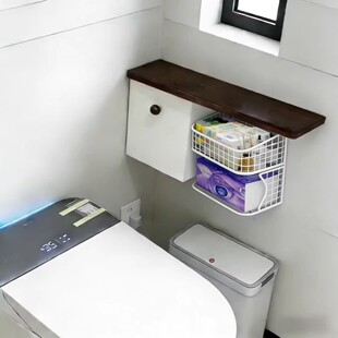 中古风卫生间马桶边置物架厕所窄缝姨妈巾卫生巾收纳盒湿巾储物柜