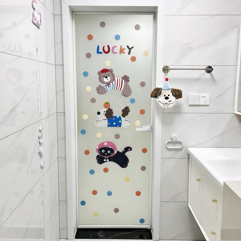 新款波点小动物厨房浴室玻璃推拉