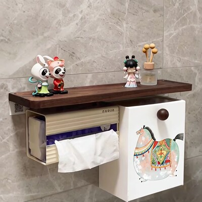 马到成功中古风卫生间马桶侧边收纳盒置物架厕所厕纸放置盒纸巾盒