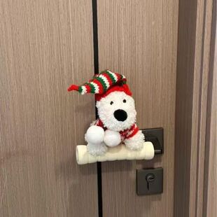 西高地狗圣诞节装饰门把手保护套玩偶公仔儿童卧室门后电子锁防撞