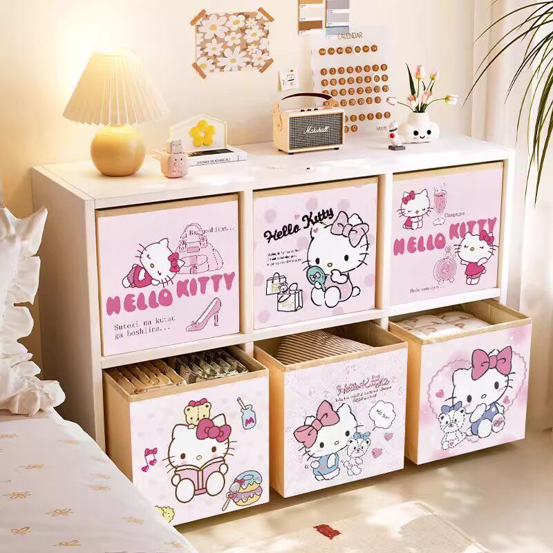 hellokitty收纳箱家用柜子分层神器大容量创意收纳筐高颜值储物盒