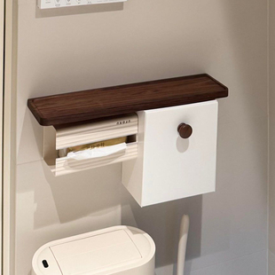 卫生间纸巾盒置物架马桶旁边姨妈巾收纳盒厕纸架抽纸盒墙上储物柜