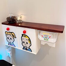 卫生间马桶旁木板置物架纸巾盒厕所壁挂式厕纸卷纸架姨妈巾收纳盒