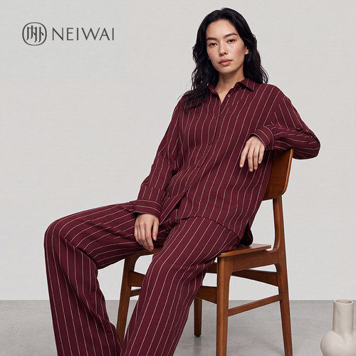 内外法兰绒衬衫式上衣/松紧腰直筒裤软糯家居服NW262WL3003-4003