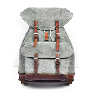 北平裁缝瑞士大胡椒盐外缝帆布双肩背包二战伞兵包户外徒步背包