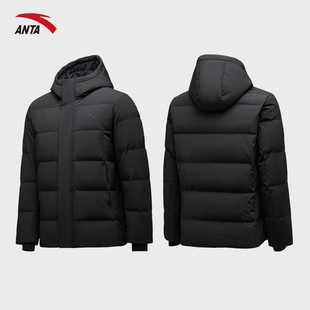 安踏2025防泼水运动羽绒服男款冬季保暖加厚连帽外套冬训防寒服男