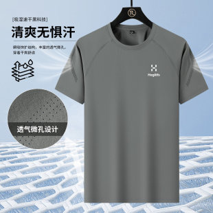 HAGLOFS火柴棍夏季速干T恤男士宽松透气网眼冰感健身短袖运动上衣