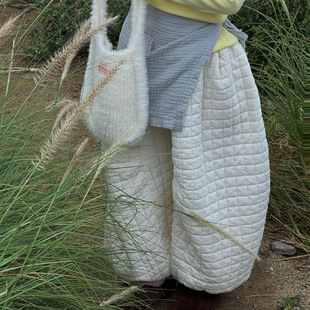 女宝宝棉裤 童装 子绗棉加厚棉布休闲百搭松弛感长裤 女童宽松裤 冬季