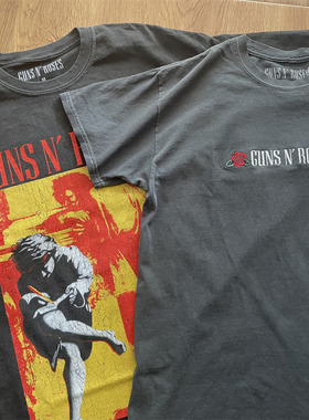 正品现货GUNS N' ROSES枪花乐队做旧水洗短袖T恤潮流TEE