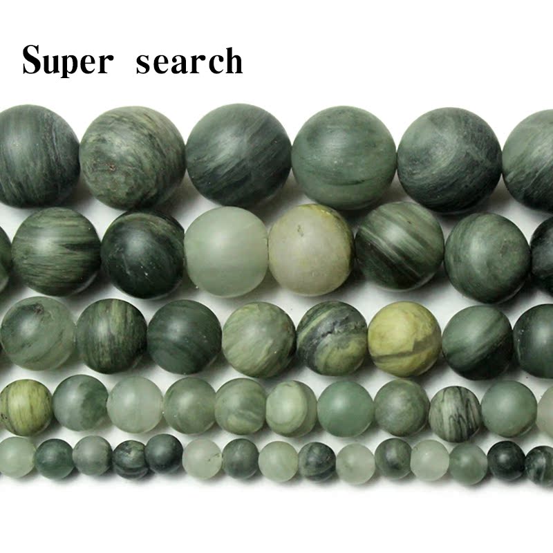天然绿条纹石头diy串珠
