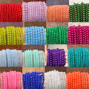 不掉色25款天然石头优化玉髓彩色散珠子diy手工串珠手链项链配饰