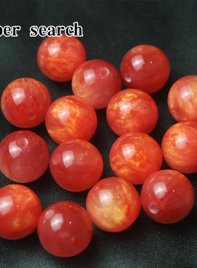 红色晕染圆珠树脂流沙流光串珠diy手作饰品手链配件手机链散珠