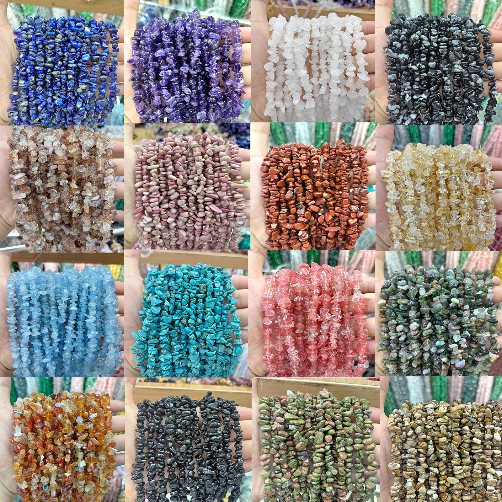 天然石头水晶碎石5-8mm横孔散珠子DIY手工手链鱼缸底料造景串珠