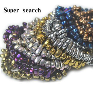 黑胆石碎石铁矿石银色金黄色串珠diy手工随型手链项链配饰散珠子