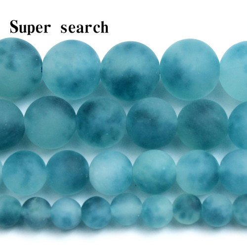 哑光墨蓝绿色飘花石头水晶玉髓散珠子DIY手工手链项链配饰串珠