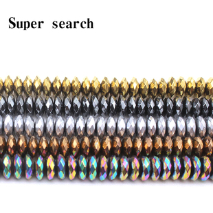 天然黑铁矿石切面金隔片散珠子diy手工串手项链男女佛珠配件饰品