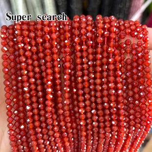 优质红玛瑙闪亮小颗粒硬刻面切面散珠子DIY手工细手链项链串珠