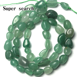 天然绿东陵石头碎石直孔散珠子diy手工串珠项链手链耳坠配饰随型