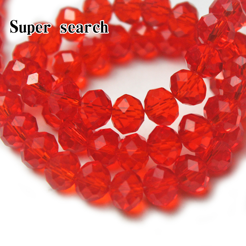 玻璃切面大红色扁珠diy手链