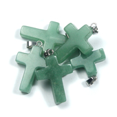 白玉髓十字架吊坠项链白水晶绿东陵孔雀石蛋白石粉晶浅蓝松蓝砂