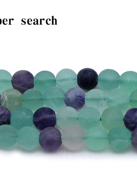 天然优质哑光磨砂绿色萤石散珠子水晶diy手工串圆珠耳环吊坠链女