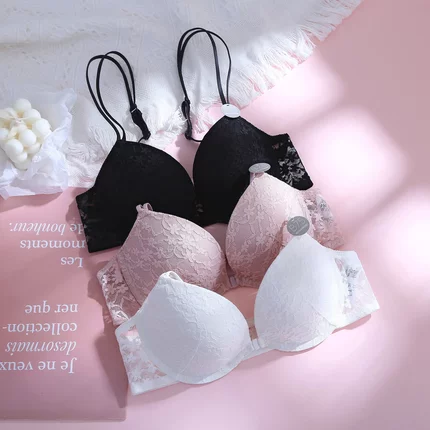 68内衣 正品薄款甜美蕾丝前扣美背文胸内衣