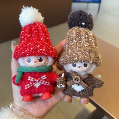 迷你4.0labubu四代圣诞娃衣秋冬毛绒衣服套装着替拉布布心底密码