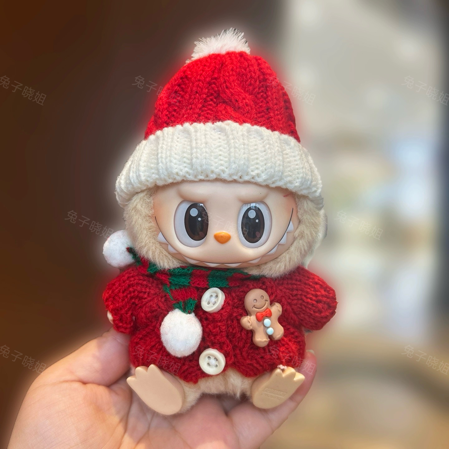 labubu娃衣坐坐派对圣诞娃衣一二代娃衣Labubu衣服毛绒爱心毛衣裙