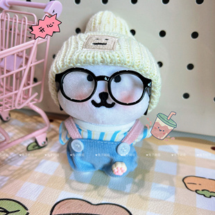 新款13cm自嘲熊衣服可爱针织帽子蓝背带裤套大笨狗娃衣