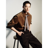 HOMME 美式 街头复古宽松休闲长袖 UNICA 灯芯绒衬衫 上衣外套叠穿男