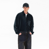 UNICAHOMME条纹丝绒字母刺绣衬衫