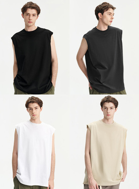 UNICA HOMME/坎肩美式复古背心男精梳棉马甲无袖男士t恤