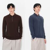 UNICA 素Polo领休闲Biella绵羊毛针织衫 HOMME 活力撞色元