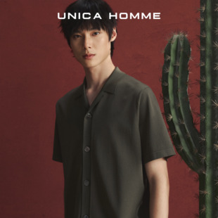 古巴领_清凉舒适干爽感针织短袖 意式 HOMME UNICA