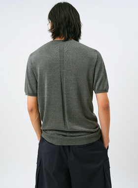 UNICA HOMME/春夏ROW风_背后肌理线饰针织衫真丝棉柔男毛衣