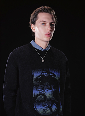 UNICAHOMME蜥蜴刺绣羊驼毛羊毛针织衫